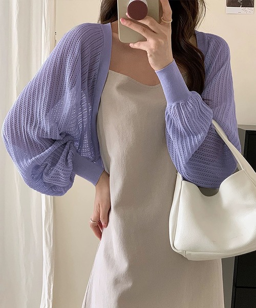 MAISON DE THERESE(メゾン ド テレーズ)の「透かし編み薄手ルーズバルーンスリーブ UV カットニットカーディガン(ニット/セーター・レディース・Black/アイボリー/A/Purple/White・M)」の20枚目の写真