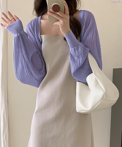 MAISON DE THERESE(メゾン ド テレーズ)の「透かし編み薄手ルーズバルーンスリーブ UV カットニットカーディガン(ニット/セーター・レディース・Black/アイボリー/A/Purple/White・M)」の21枚目の写真