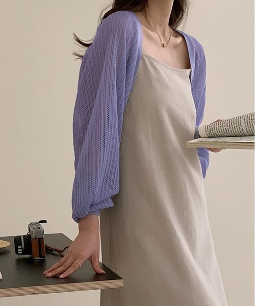 MAISON DE THERESE(メゾン ド テレーズ)の「透かし編み薄手ルーズバルーンスリーブ UV カットニットカーディガン(ニット/セーター・レディース・Black/アイボリー/A/Purple/White・M)」の11枚目の写真