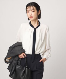 ボータイ ロングスリーブ ブラウス マシンウォッシャブル