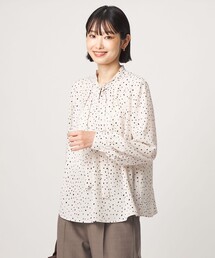 ボータイ ロングスリーブ ブラウス マシンウォッシャブル