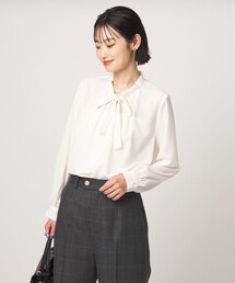 ボータイ ロングスリーブ ブラウス マシンウォッシャブル