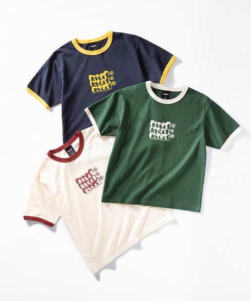 HUF(ハフ)の「HAND STACKED TINY RINGER TEE(Tシャツ/カットソー・メンズ・ネイビー/ナチュラル/グリーン系その他・L/M/S)」の4枚目の写真