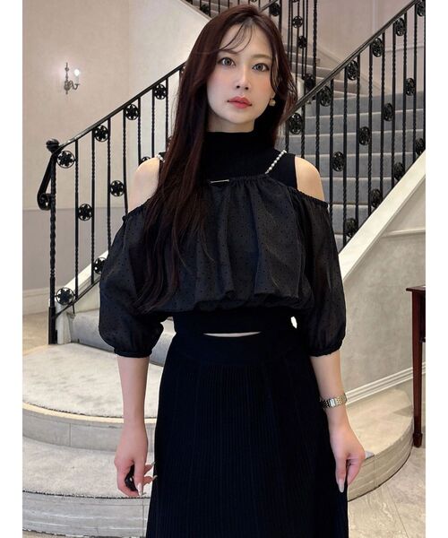 MERCURYDUO(マーキュリーデュオ)の「異素材ドッキングペプラムニットセットアップ(ワンピース・レディース・ミント/オフホワイト/ブラック・FREE)」の12枚目の写真