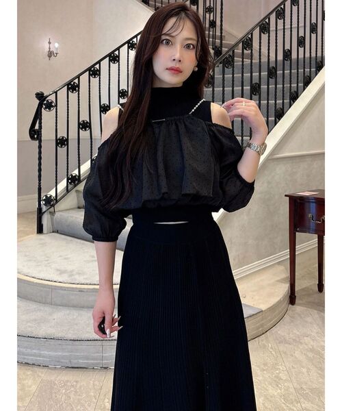 MERCURYDUO(マーキュリーデュオ)の「異素材ドッキングペプラムニットセットアップ(ワンピース・レディース・ミント/オフホワイト/ブラック・FREE)」の13枚目の写真