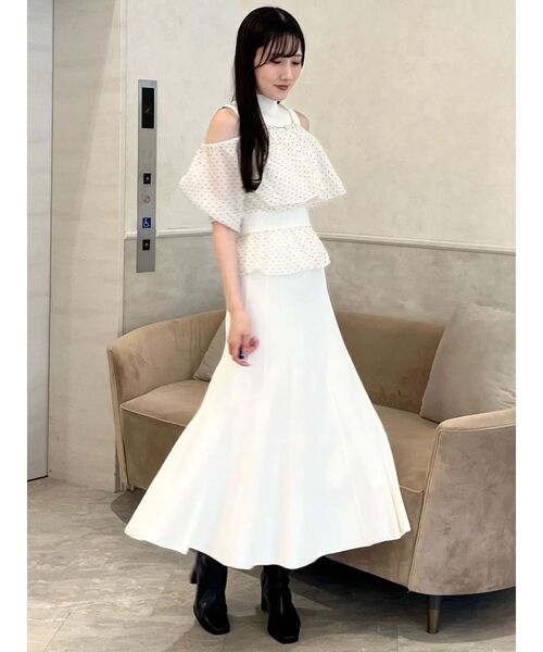 MERCURYDUO(マーキュリーデュオ)の「異素材ドッキングペプラムニットセットアップ(ワンピース・レディース・ミント/オフホワイト/ブラック・FREE)」の14枚目の写真