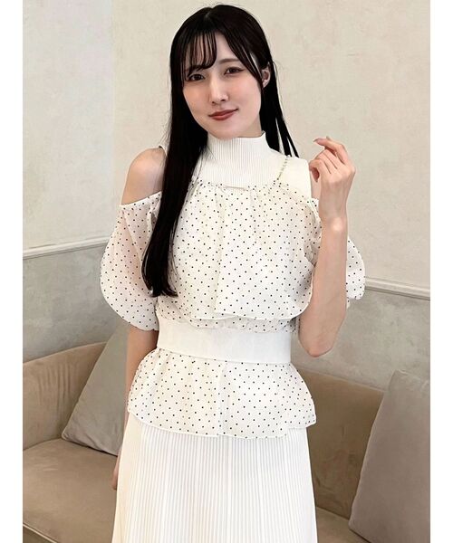 MERCURYDUO(マーキュリーデュオ)の「異素材ドッキングペプラムニットセットアップ(ワンピース・レディース・ミント/オフホワイト/ブラック・FREE)」の21枚目の写真