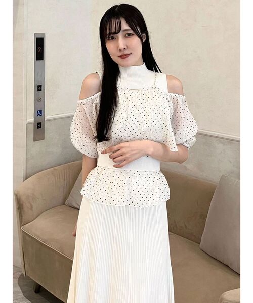MERCURYDUO(マーキュリーデュオ)の「異素材ドッキングペプラムニットセットアップ(ワンピース・レディース・ミント/オフホワイト/ブラック・FREE)」の22枚目の写真