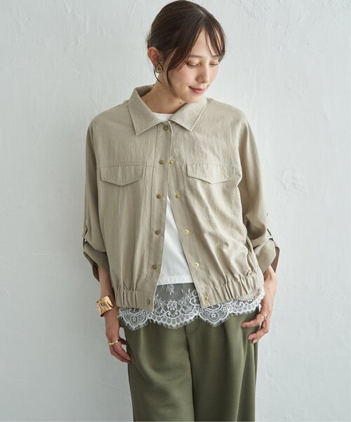 ikka(イッカ)の「レーヨンナイロンツイルロールアップブルゾン(ブルゾン・レディース・ネイビー/ベージュ・L/M)」の13枚目の写真