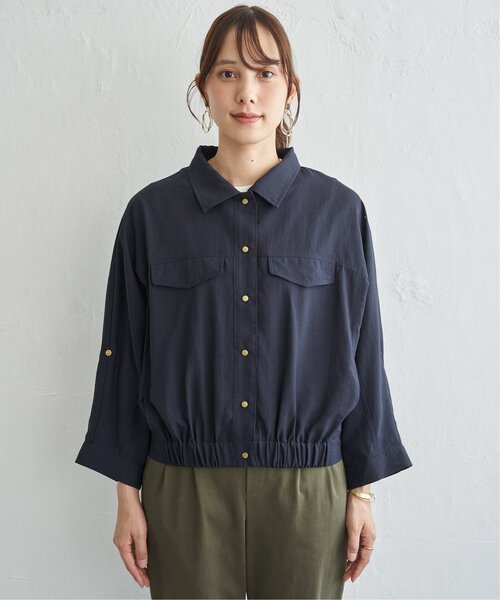 ikka(イッカ)の「レーヨンナイロンツイルロールアップブルゾン(ブルゾン・レディース・ネイビー/ベージュ・L/M)」の20枚目の写真