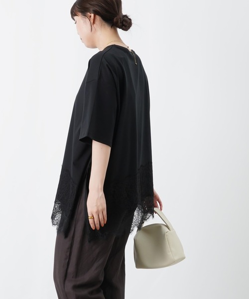 LUCA/LADY LUCK LUCA(ルカ/レディラックルカ)の「LC/LLL コンパクトスムースアシメレースドッキングプルオーバー(Tシャツ/カットソー・レディース・ブラック/ダークブラウン/オフホワイト・FREE)」の12枚目の写真