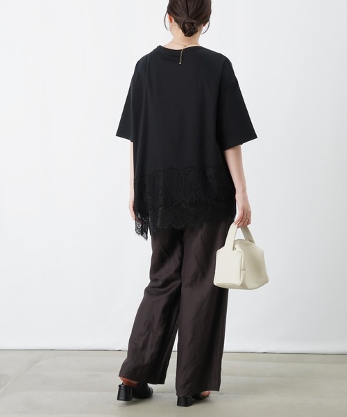 LUCA/LADY LUCK LUCA(ルカ/レディラックルカ)の「LC/LLL コンパクトスムースアシメレースドッキングプルオーバー(Tシャツ/カットソー・レディース・ブラック/ダークブラウン/オフホワイト・FREE)」の13枚目の写真