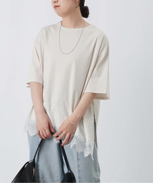 LUCA/LADY LUCK LUCA(ルカ/レディラックルカ)の「LC/LLL コンパクトスムースアシメレースドッキングプルオーバー(Tシャツ/カットソー・レディース・ブラック/ダークブラウン/オフホワイト・FREE)」の15枚目の写真