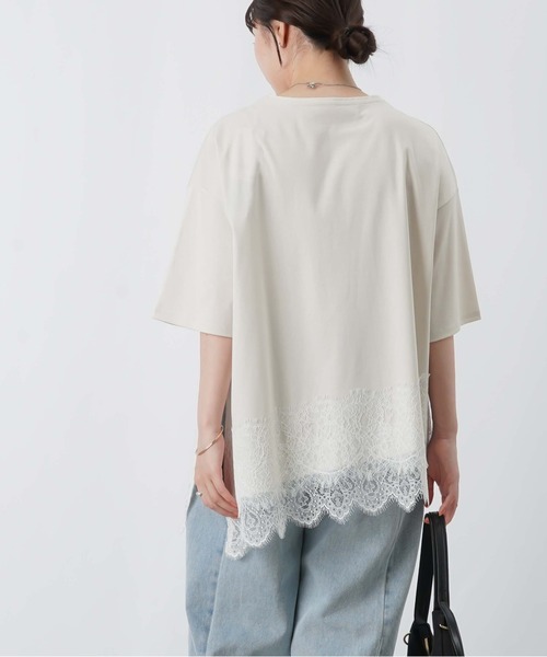 LUCA/LADY LUCK LUCA(ルカ/レディラックルカ)の「LC/LLL コンパクトスムースアシメレースドッキングプルオーバー(Tシャツ/カットソー・レディース・ブラック/ダークブラウン/オフホワイト・FREE)」の18枚目の写真