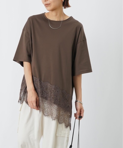 LUCA/LADY LUCK LUCA(ルカ/レディラックルカ)の「LC/LLL コンパクトスムースアシメレースドッキングプルオーバー(Tシャツ/カットソー・レディース・ブラック/ダークブラウン/オフホワイト・FREE)」の22枚目の写真