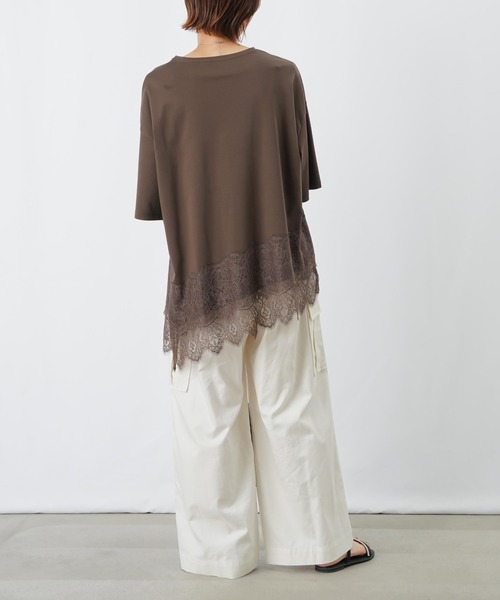 LUCA/LADY LUCK LUCA(ルカ/レディラックルカ)の「LC/LLL コンパクトスムースアシメレースドッキングプルオーバー(Tシャツ/カットソー・レディース・ブラック/ダークブラウン/オフホワイト・FREE)」の5枚目の写真