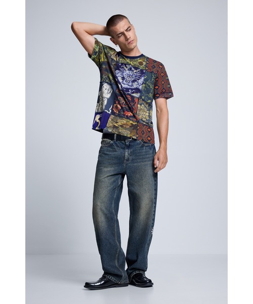 Desigual（デシグアル）の「マルチテキスタイルパネルブロック半袖Tシャツ（Tシャツ/カットソー・メンズ・ブルー・S/M/L/XL）」の3枚目の写真