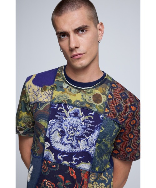 Desigual（デシグアル）の「マルチテキスタイルパネルブロック半袖Tシャツ（Tシャツ/カットソー・メンズ・ブルー・S/M/L/XL）」の5枚目の写真