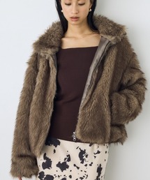 【ボリュームたっぷり!】スタンドジップフェイクファーコート 秋服 冬服 スタンドネック ハイネック【身長/骨格別着用画像あり】