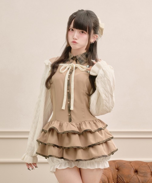 Pal elfy(パルエルフィー)の「ケーブルボレロカーディガン(ニット/セーター・レディース・ブラウン系その他/オフホワイト/ブラック・フリー)」の5枚目の写真