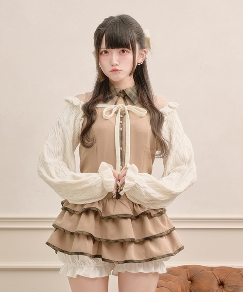 Pal elfy(パルエルフィー)の「ケーブルボレロカーディガン(ニット/セーター・レディース・ブラウン系その他/オフホワイト/ブラック・フリー)」の6枚目の写真