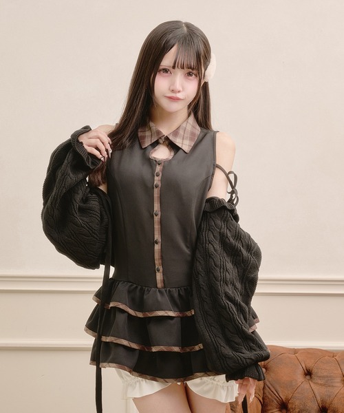 Pal elfy(パルエルフィー)の「ケーブルボレロカーディガン(ニット/セーター・レディース・ブラウン系その他/オフホワイト/ブラック・フリー)」の11枚目の写真