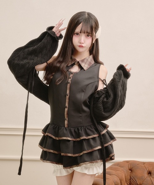 Pal elfy(パルエルフィー)の「ケーブルボレロカーディガン(ニット/セーター・レディース・ブラウン系その他/オフホワイト/ブラック・フリー)」の12枚目の写真