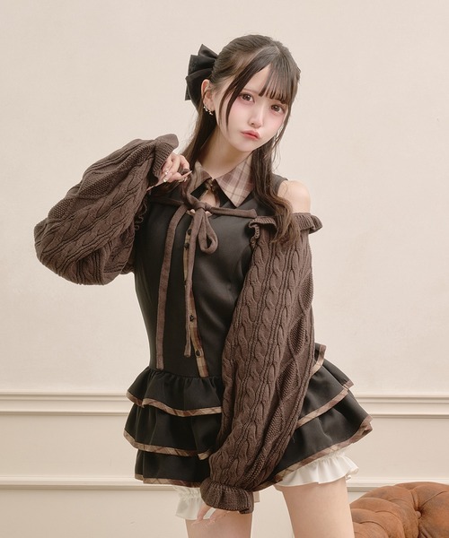 Pal elfy(パルエルフィー)の「ケーブルボレロカーディガン(ニット/セーター・レディース・ブラウン系その他/オフホワイト/ブラック・フリー)」の19枚目の写真