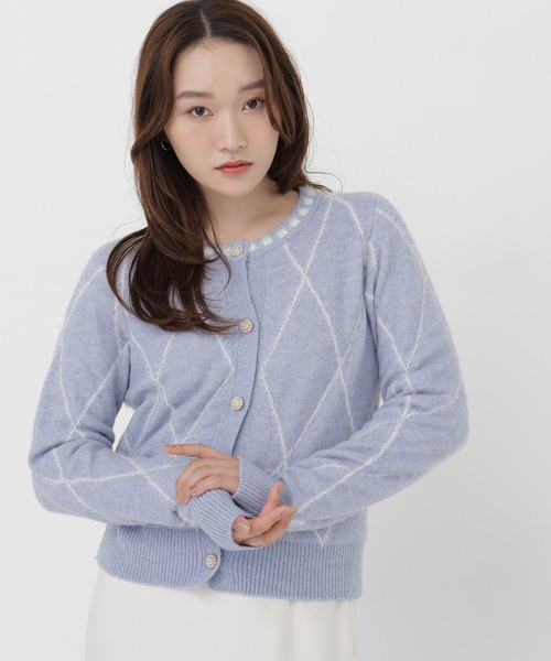 NATURAL BEAUTY BASIC(ナチュラルビューティーベーシック)の「ダイヤラインカーディガン(ニット/セーター・レディース・グレー系その他/ホワイト系その他/ブルー系その他2・FREE)」の3枚目の写真