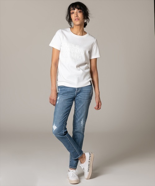 DOUBLE STANDARD CLOTHING(ダブルスタンダードクロージング)の「24/- フライスカットソー(WEB限定)(Tシャツ/カットソー・レディース・ネイビー/オフホワイト・FREE)」の11枚目の写真