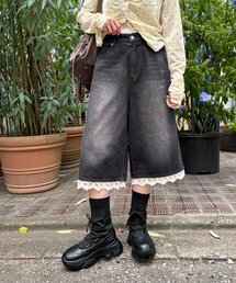 レースデニムハーフパンツ