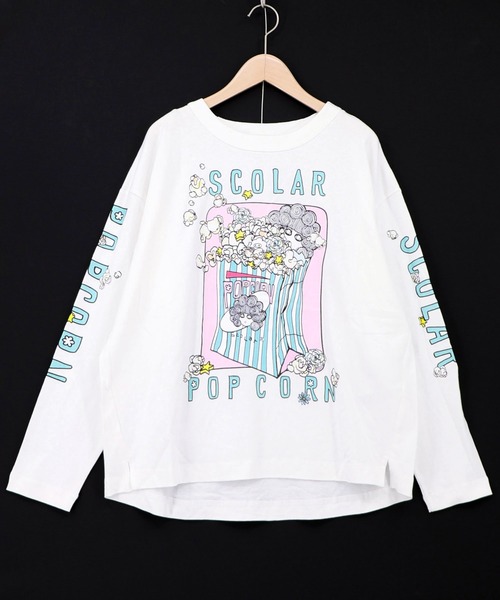 ScoLar(スカラー)の「163654:ポップコーン柄 ロングスリーブTシャツ(Tシャツ/カットソー・レディース・オフホワイト/ブルー/ブラック・M)」の11枚目の写真