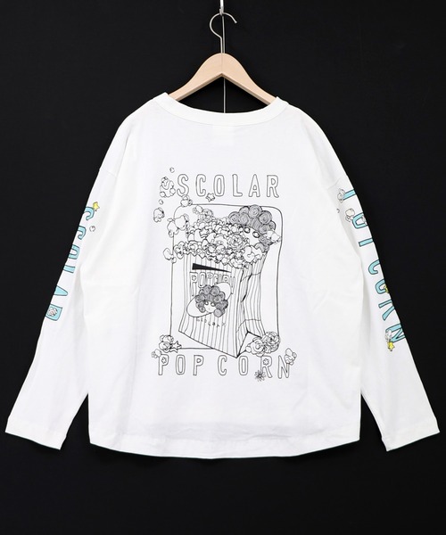 ScoLar(スカラー)の「163654:ポップコーン柄 ロングスリーブTシャツ(Tシャツ/カットソー・レディース・オフホワイト/ブルー/ブラック・M)」の12枚目の写真
