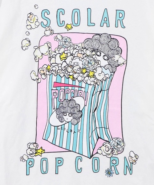 ScoLar(スカラー)の「163654:ポップコーン柄 ロングスリーブTシャツ(Tシャツ/カットソー・レディース・オフホワイト/ブルー/ブラック・M)」の13枚目の写真