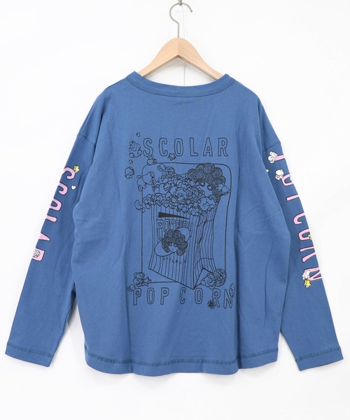 ScoLar(スカラー)の「163654:ポップコーン柄 ロングスリーブTシャツ(Tシャツ/カットソー・レディース・オフホワイト/ブルー/ブラック・M)」の16枚目の写真