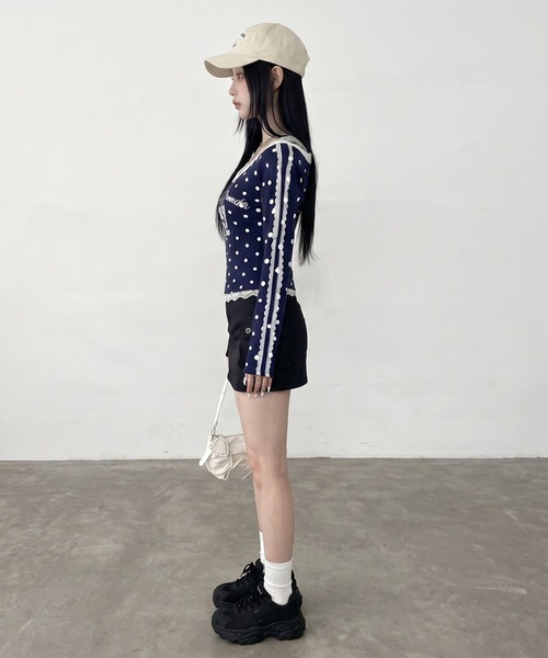non-hedge（ノンヘッジ）の「ドットナンバリングオフショルダーロンT（Tシャツ/カットソー・レディース・ワインレッド/ネイビー/グレー/ブラウン・FREE）」の22枚目の写真
