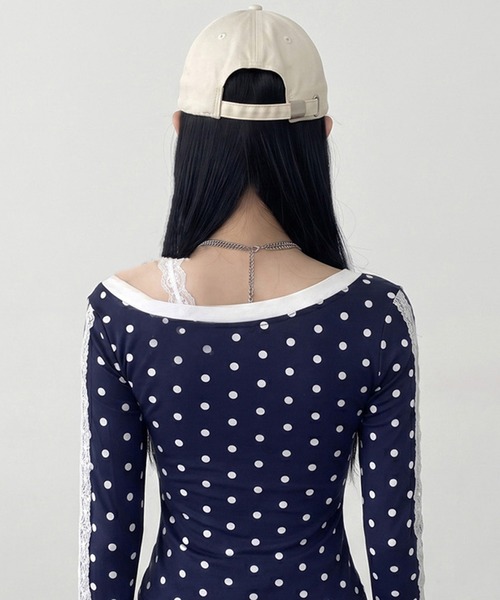 non-hedge（ノンヘッジ）の「ドットナンバリングオフショルダーロンT（Tシャツ/カットソー・レディース・ワインレッド/ネイビー/グレー/ブラウン・FREE）」の19枚目の写真