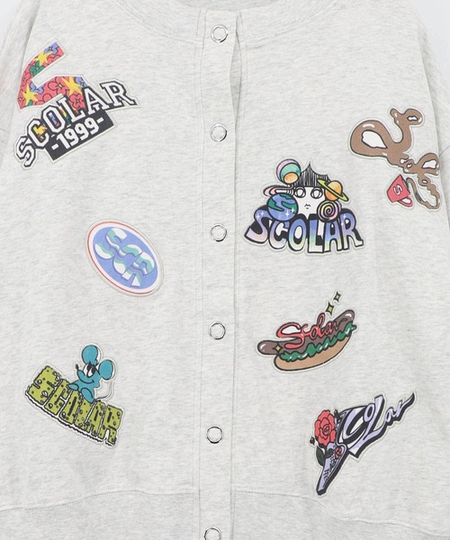 ScoLar(スカラー)の「163650:ワッペン風刺繍 2wayカーディガン(Tシャツ/カットソー・レディース・オートミール/ブラック/パープル・M)」の13枚目の写真