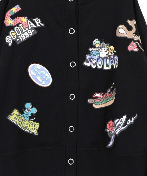 ScoLar(スカラー)の「163650:ワッペン風刺繍 2wayカーディガン(Tシャツ/カットソー・レディース・オートミール/ブラック/パープル・M)」の16枚目の写真