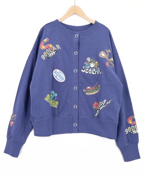 ScoLar(スカラー)の「163650:ワッペン風刺繍 2wayカーディガン(Tシャツ/カットソー・レディース・オートミール/ブラック/パープル・M)」の17枚目の写真