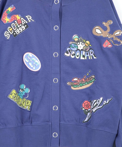 ScoLar(スカラー)の「163650:ワッペン風刺繍 2wayカーディガン(Tシャツ/カットソー・レディース・オートミール/ブラック/パープル・M)」の19枚目の写真
