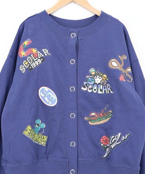ScoLar(スカラー)の「163650:ワッペン風刺繍 2wayカーディガン(Tシャツ/カットソー・レディース・オートミール/ブラック/パープル・M)」の20枚目の写真