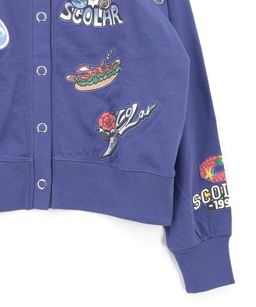 ScoLar(スカラー)の「163650:ワッペン風刺繍 2wayカーディガン(Tシャツ/カットソー・レディース・オートミール/ブラック/パープル・M)」の22枚目の写真