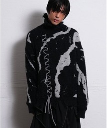 Ruze（ルゼ）の「Abstract pattern high neck damage knit/アブストラクトパターンハイネックダメージニット（ニット/セーター）」