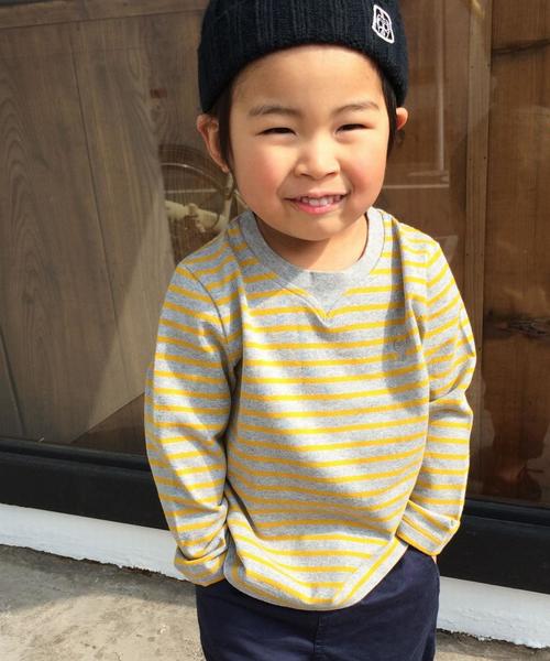 coen(コーエン)の「【coen kids】ボーダークルーネックカットソー(100~150cm)(Tシャツ/カットソー・キッズ・グレー/ホワイト/ネイビー・100/130/110/120/150/140)」の2枚目の写真