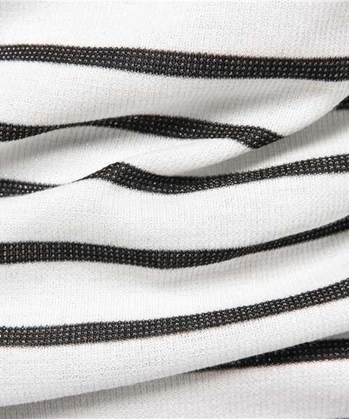 REAL CUBE（リアルキューブ）の「REAL CUBEmade in JAPAN煌めきボーダータートルニット（ニット/セーター・レディース・ホワイト×ブラック/ホワイト系その他/ホワイト×グレー・M/L）」の9枚目の写真