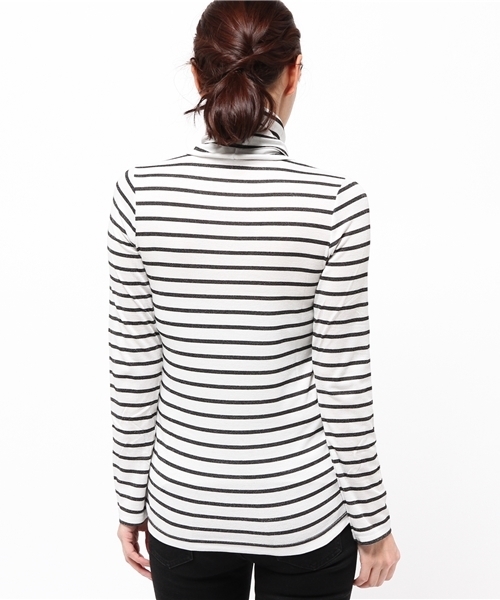 REAL CUBE（リアルキューブ）の「REAL CUBEmade in JAPAN煌めきボーダータートルニット（ニット/セーター・レディース・ホワイト×ブラック/ホワイト系その他/ホワイト×グレー・M/L）」の16枚目の写真