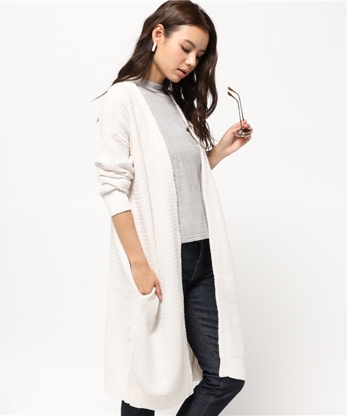 MOUSSY（マウジー）の「Jagged stitch CD（カーディガン/ボレロ・レディース・ライトブルー/ライトグレー/ホワイト・FREE）」の12枚目の写真