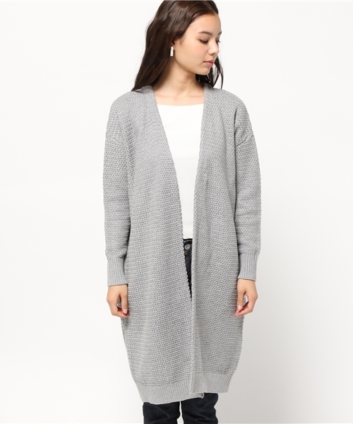 MOUSSY（マウジー）の「Jagged stitch CD（カーディガン/ボレロ・レディース・ライトブルー/ライトグレー/ホワイト・FREE）」の4枚目の写真