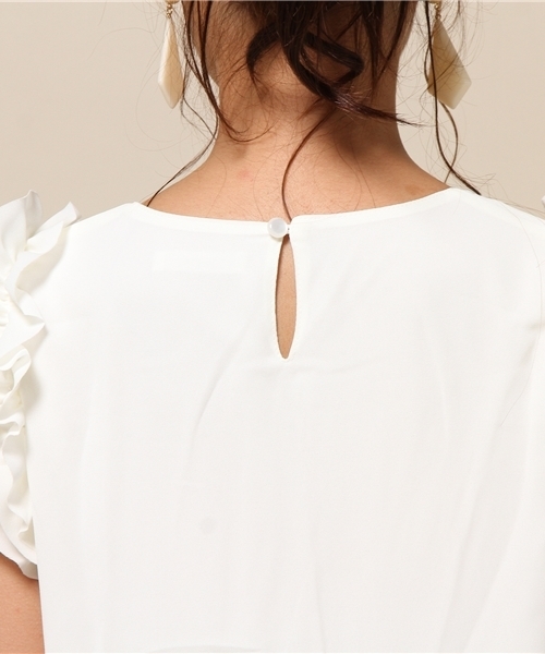 MIIA（ミーア）の「フリルノースリブラウス（シャツ/ブラウス・レディース・ブラック/イエロー/オフホワイト/グリーン/ピンク・FREE）」の10枚目の写真